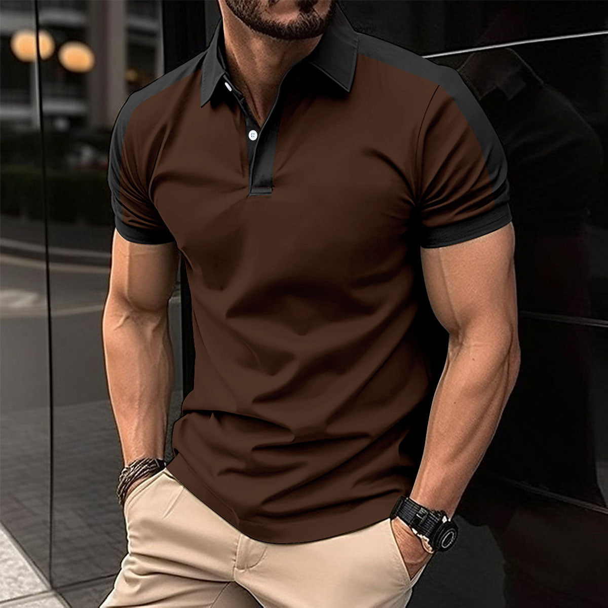 Men's Short Sleeve Business Shirt Summer Casual Polo Shirts - TWENTY ONE SEVEN