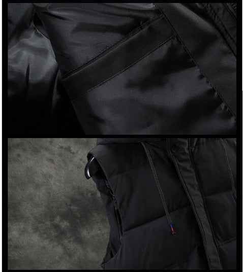 Men's Down Hooded Vest - Cotton Jacket Waistcoat for Students