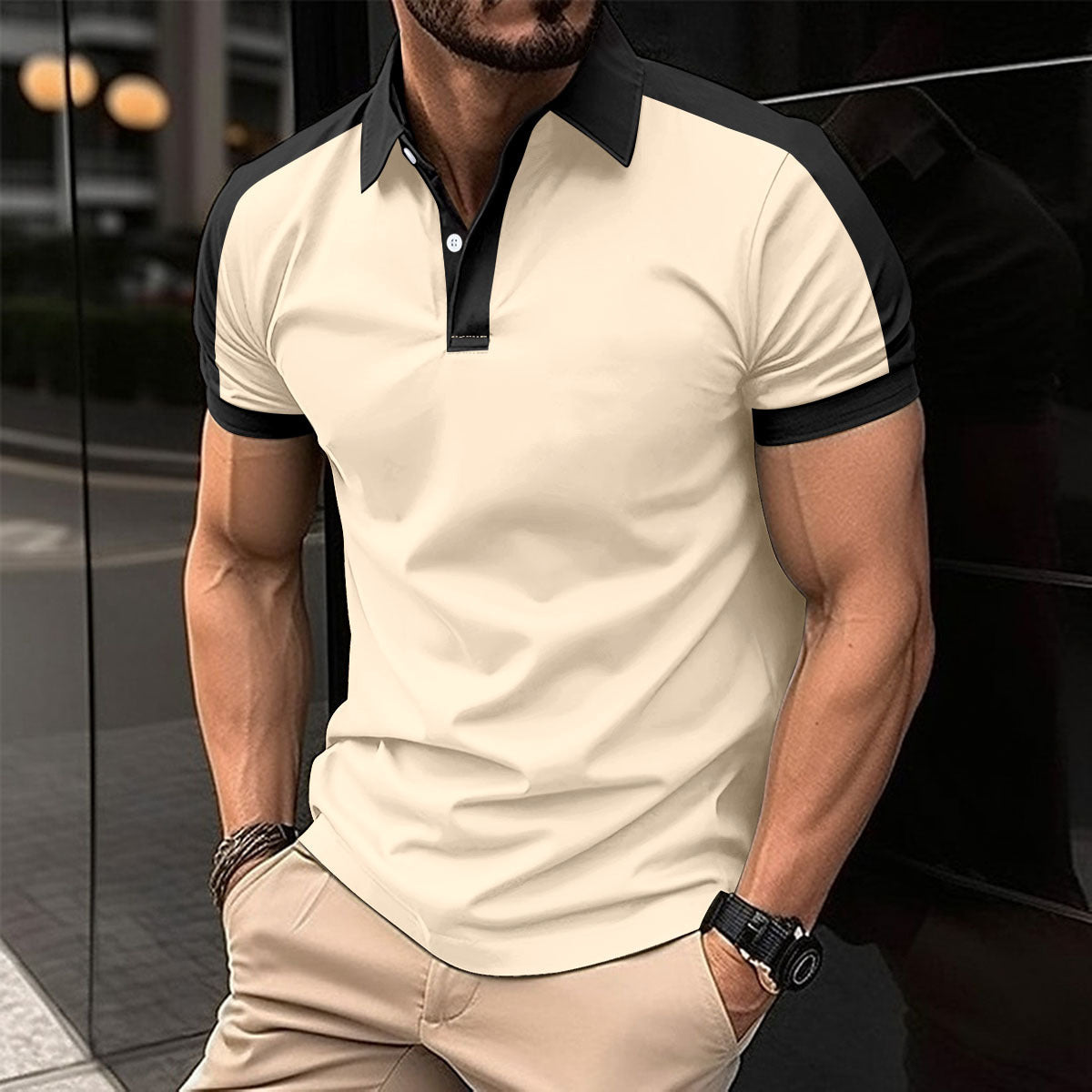 Men's Short Sleeve Business Shirt Summer Casual Polo Shirts - TWENTY ONE SEVEN