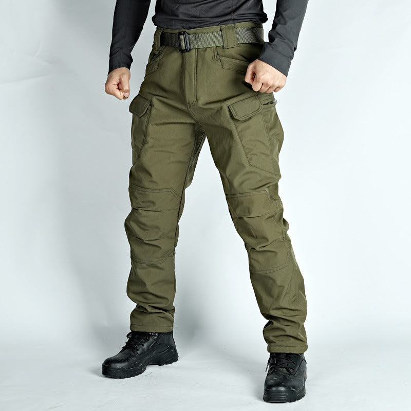 Winter Tactical Pants Men's Waterproof Fleece-lined Soft Shell Shark Skin