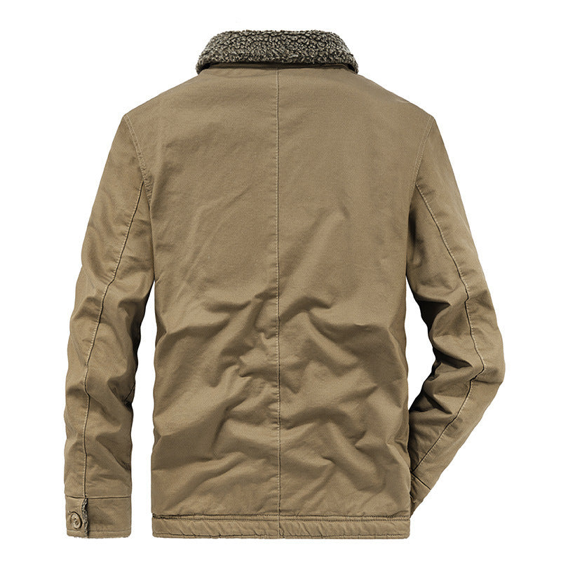 Lamb Wool Coat Men's Fleece Lined Padded Warm Cotton Jacket - Perfect for Winter