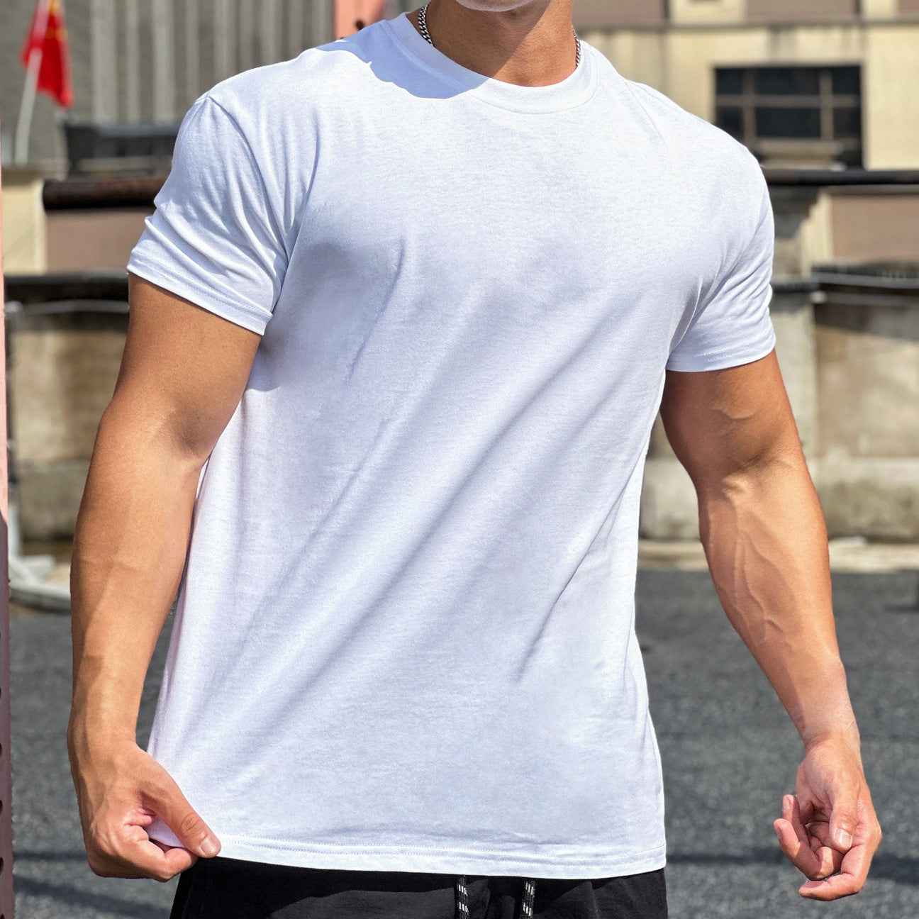 Muscle Sports Men's Fitness Cotton T-Shirt - Loose Cotton Fitness Short Sleeve for Men