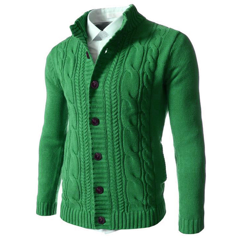 Men's Stand Collar Sweater Knit Button Cardigan Tops Men's Clothing - TWENTY ONE SEVEN