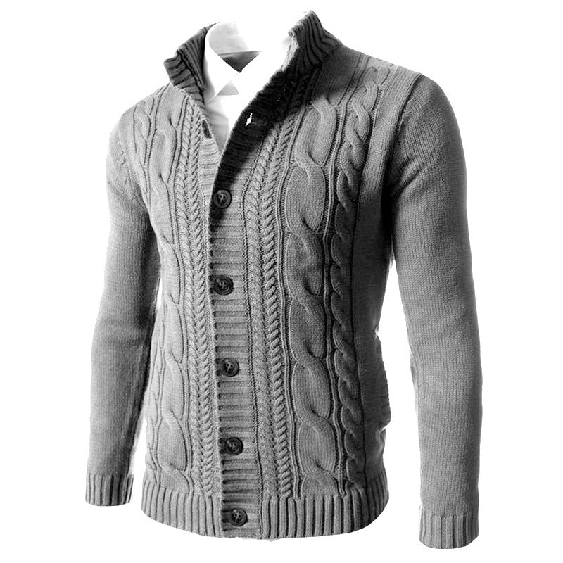 Men's Stand Collar Sweater Knit Button Cardigan Tops Men's Clothing - TWENTY ONE SEVEN