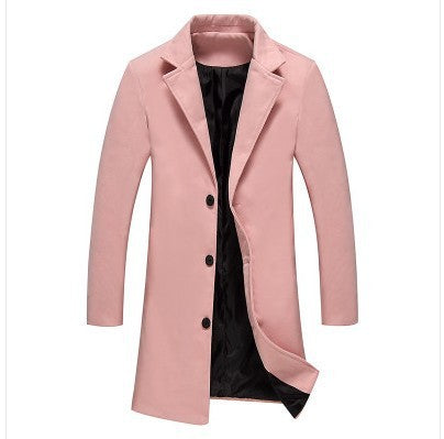 Autumn Winter Mens Woolen Coats Solid Color Casual Business Wear