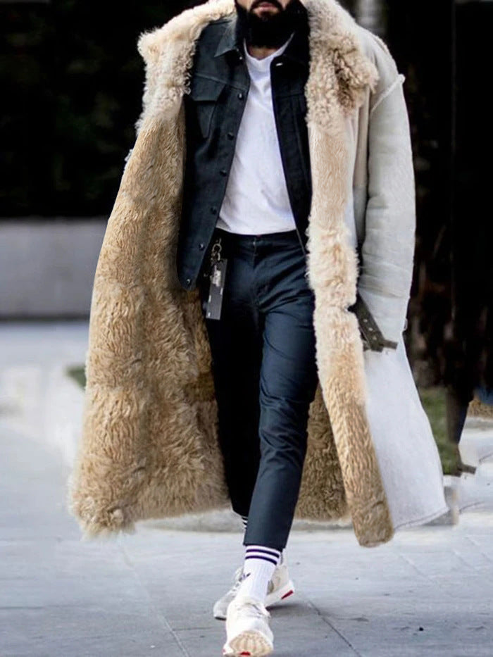 Autumn and Winter Furry Coat for Winter - Long Thick Lapel Frosted Velvet Keeps Warm
