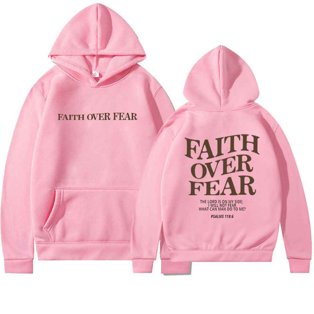 Faith Over Fear Hoodie Unisex Christian Sweatshirt with Bible Verse Trendy Aesthetic Design