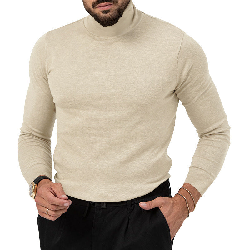Autumn and Winter High-Elastic Cashmere Turtleneck Sweater for Young Men