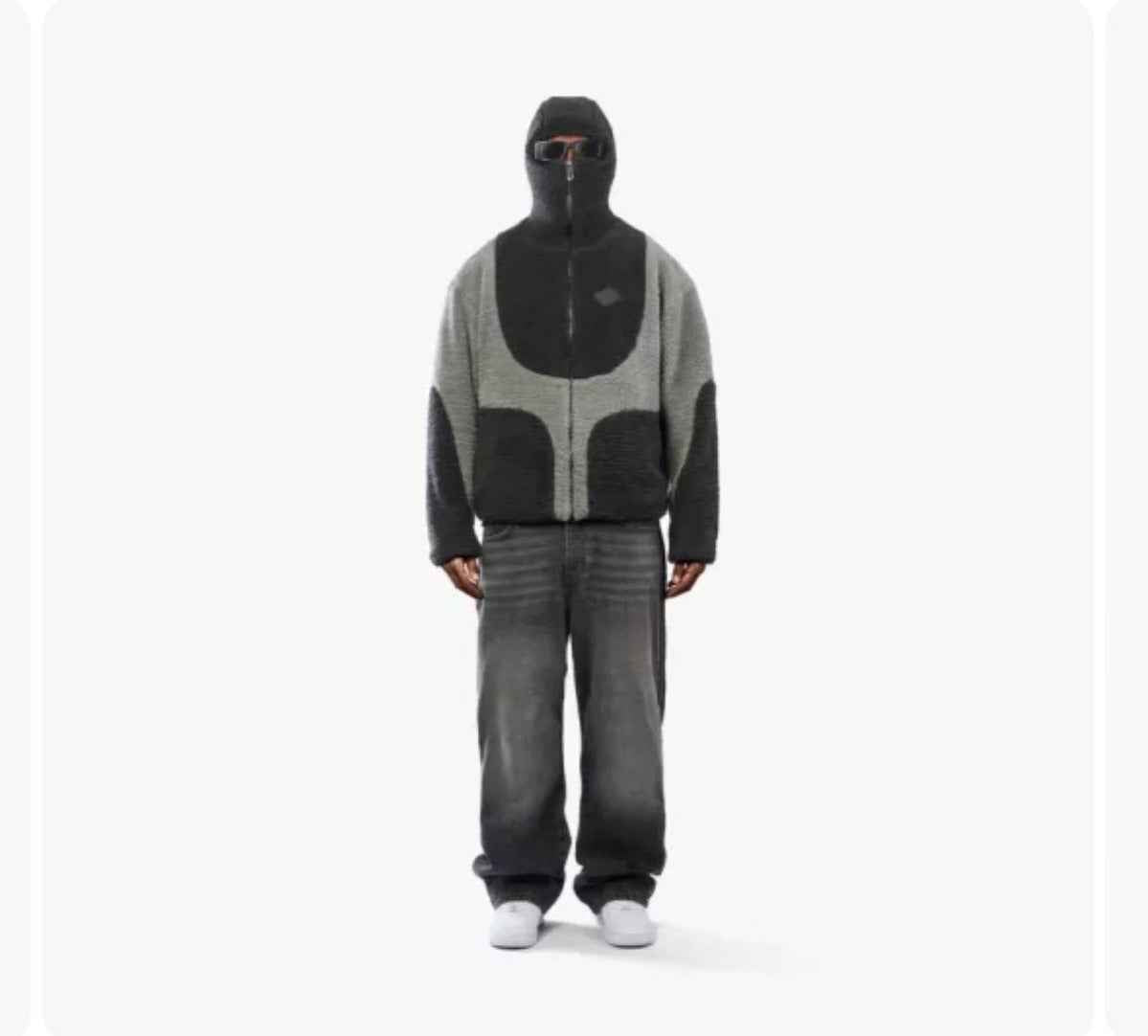 Lamb Wool Hooded Coat for Men - Fashionable Zip-Up Sweatshirt with Patchwork Design