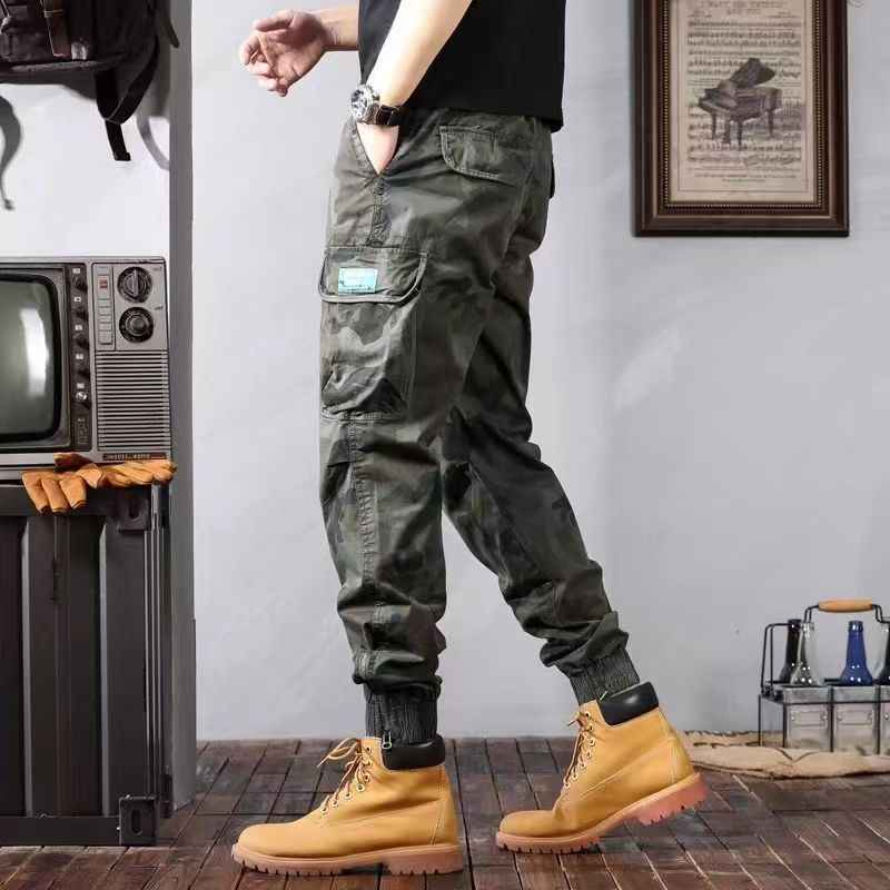 Camouflage Cargo Pants for Men - Fashionable Casual Loose Tapered Trousers with Pockets
