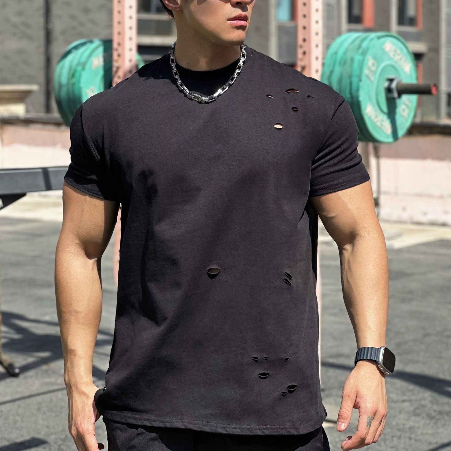 Muscle Sports Men's Fitness Cotton T-Shirt - Loose Cotton Fitness Short Sleeve for Men