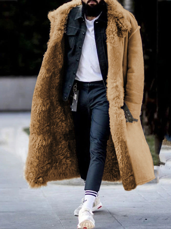 Autumn and Winter Furry Coat for Winter - Long Thick Lapel Frosted Velvet Keeps Warm