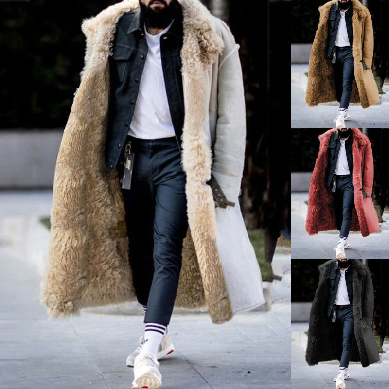 Autumn and Winter Furry Coat for Winter - Long Thick Lapel Frosted Velvet Keeps Warm