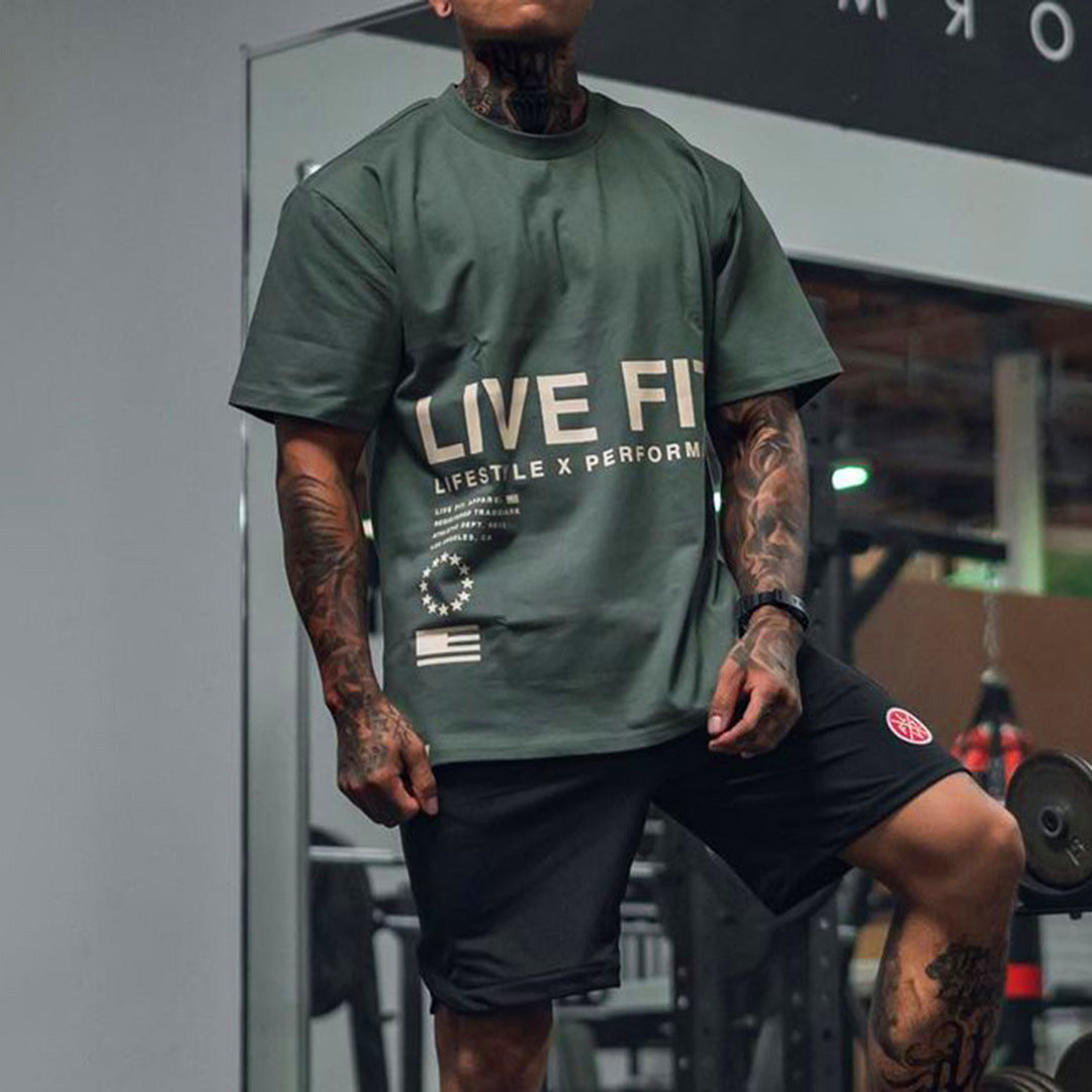 Breathable Sports Shirt for Men | Sports Round Neck Wide Shoulder Short Sleeve Fashion