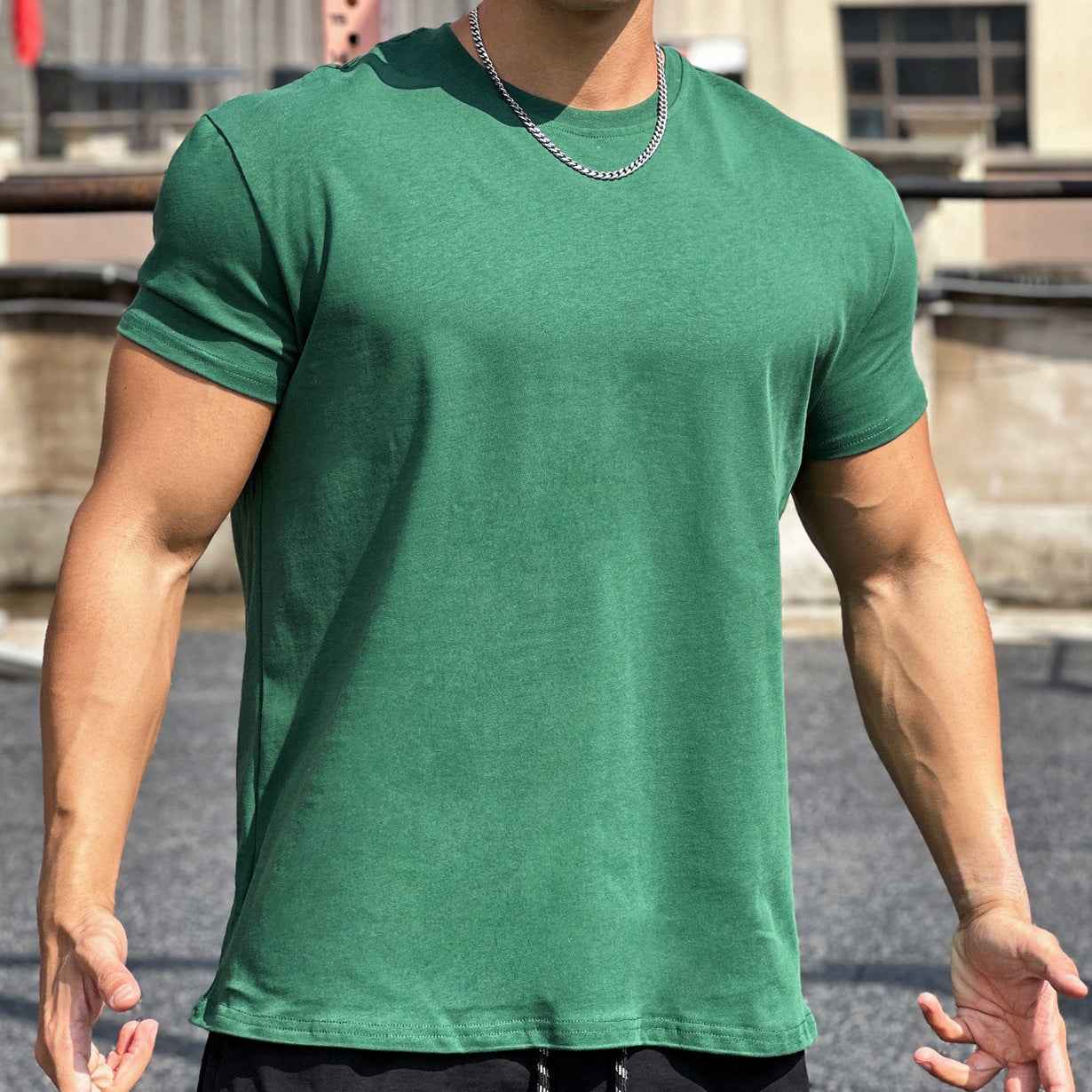 Muscle Sports Men's Fitness Cotton T-Shirt - Loose Cotton Fitness Short Sleeve for Men
