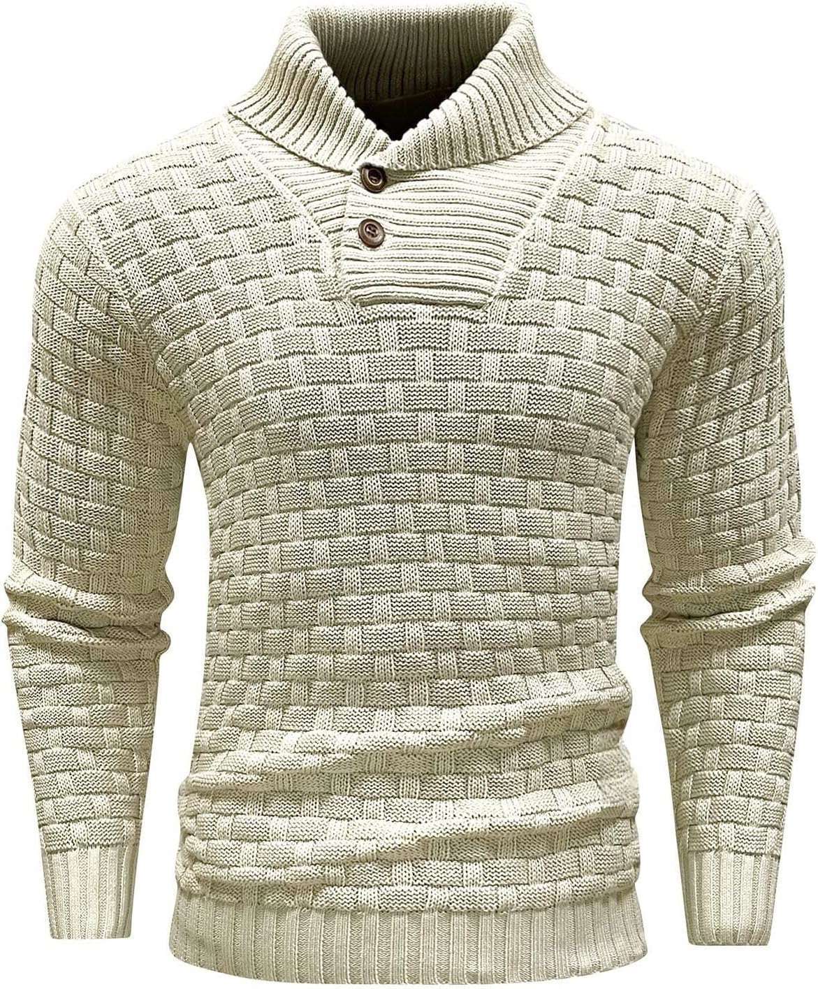 Men's Slim Turtleneck Sweater With Button Design Fashion Casual Solid Color Pullover Top Clothing - TWENTY ONE SEVEN