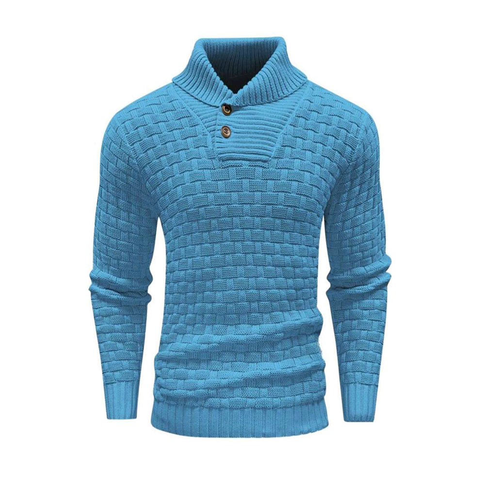 Men's Slim Turtleneck Sweater With Button Design Fashion Casual Solid Color Pullover Top Clothing - TWENTY ONE SEVEN