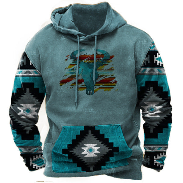 3D Print Mens Hoodie - Trendy Digital Print Hoodie for Men