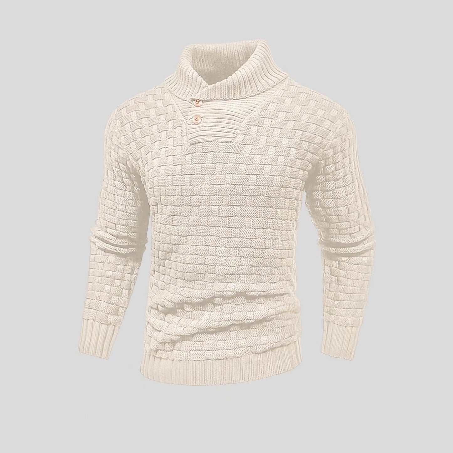 Men's Slim Turtleneck Sweater With Button Design Fashion Casual Solid Color Pullover Top Clothing - TWENTY ONE SEVEN