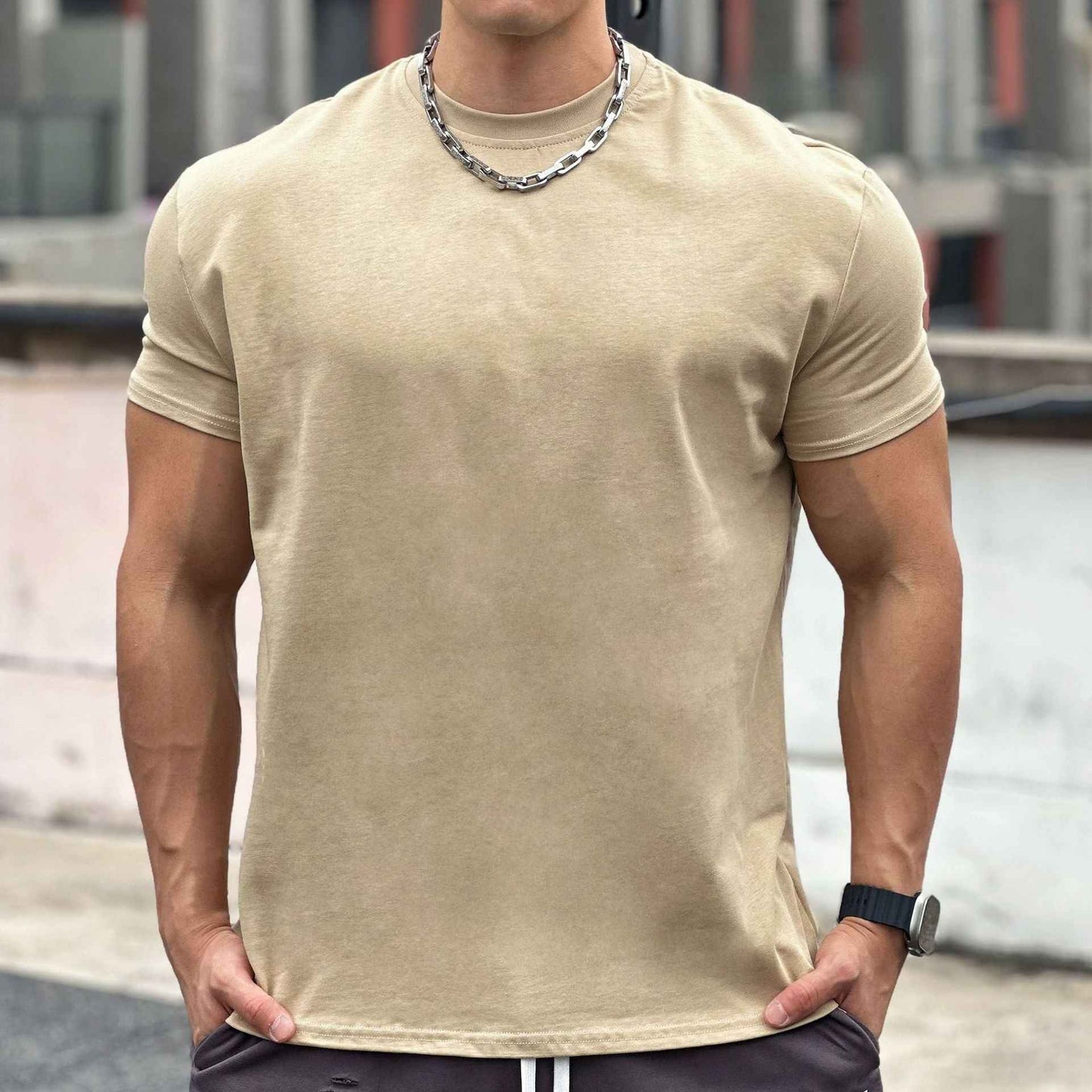 Muscle Sports Men's Fitness Cotton T-Shirt - Loose Cotton Fitness Short Sleeve for Men