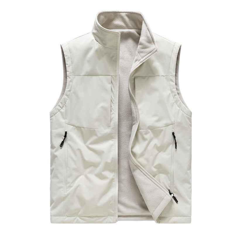 Men's Fleece Vest Double-sided Warm Sleeveless Winter Outdoor Workwear