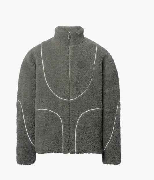 Lamb Wool Hooded Coat for Men - Fashionable Zip-Up Sweatshirt with Patchwork Design