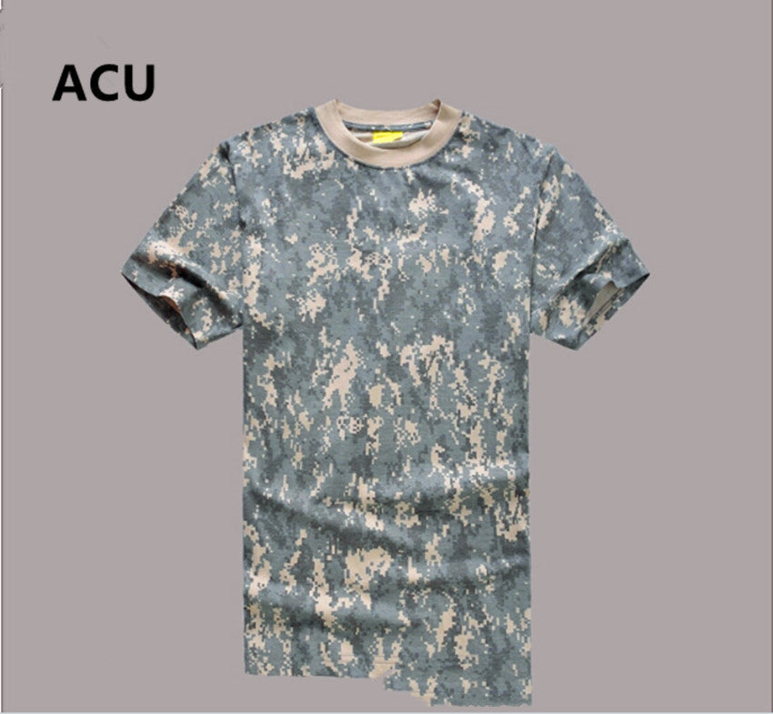 Mesh Round Neck Military Camouflage T-shirt - Short Sleeve Military Fan Design