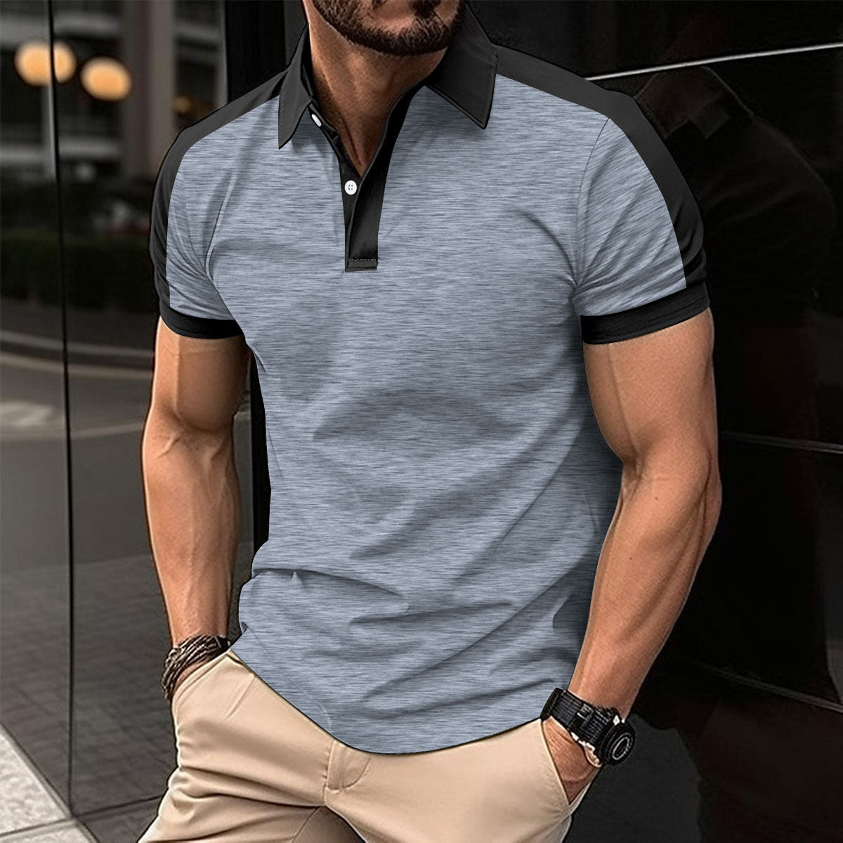 Men's Short Sleeve Business Shirt Summer Casual Polo Shirts - TWENTY ONE SEVEN