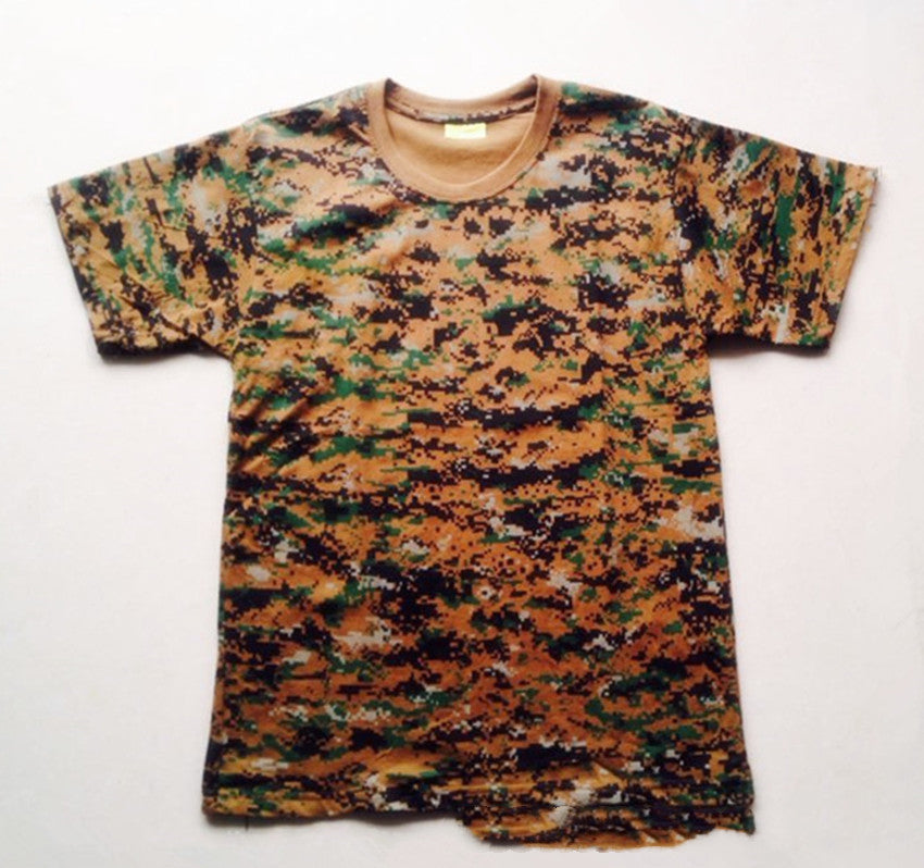 Mesh Round Neck Military Camouflage T-shirt - Short Sleeve Military Fan Design