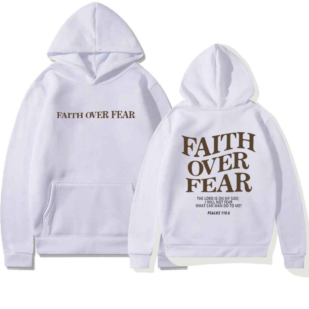 Faith Over Fear Hoodie Unisex Christian Sweatshirt with Bible Verse Trendy Aesthetic Design