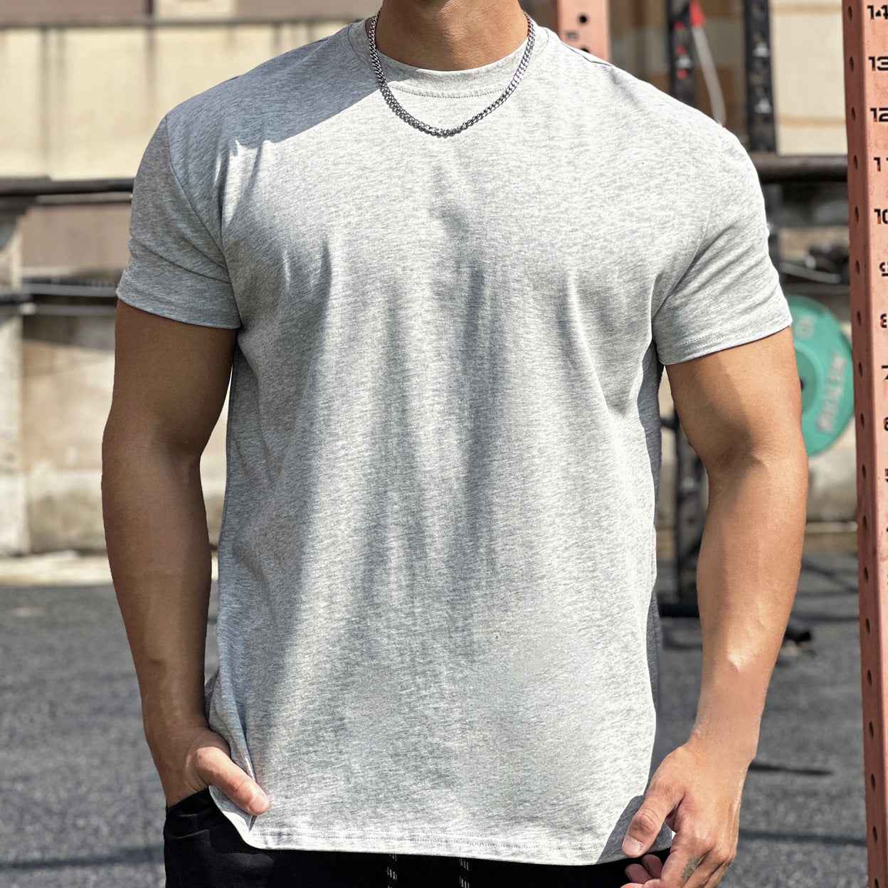 Muscle Sports Men's Fitness Cotton T-Shirt - Loose Cotton Fitness Short Sleeve for Men