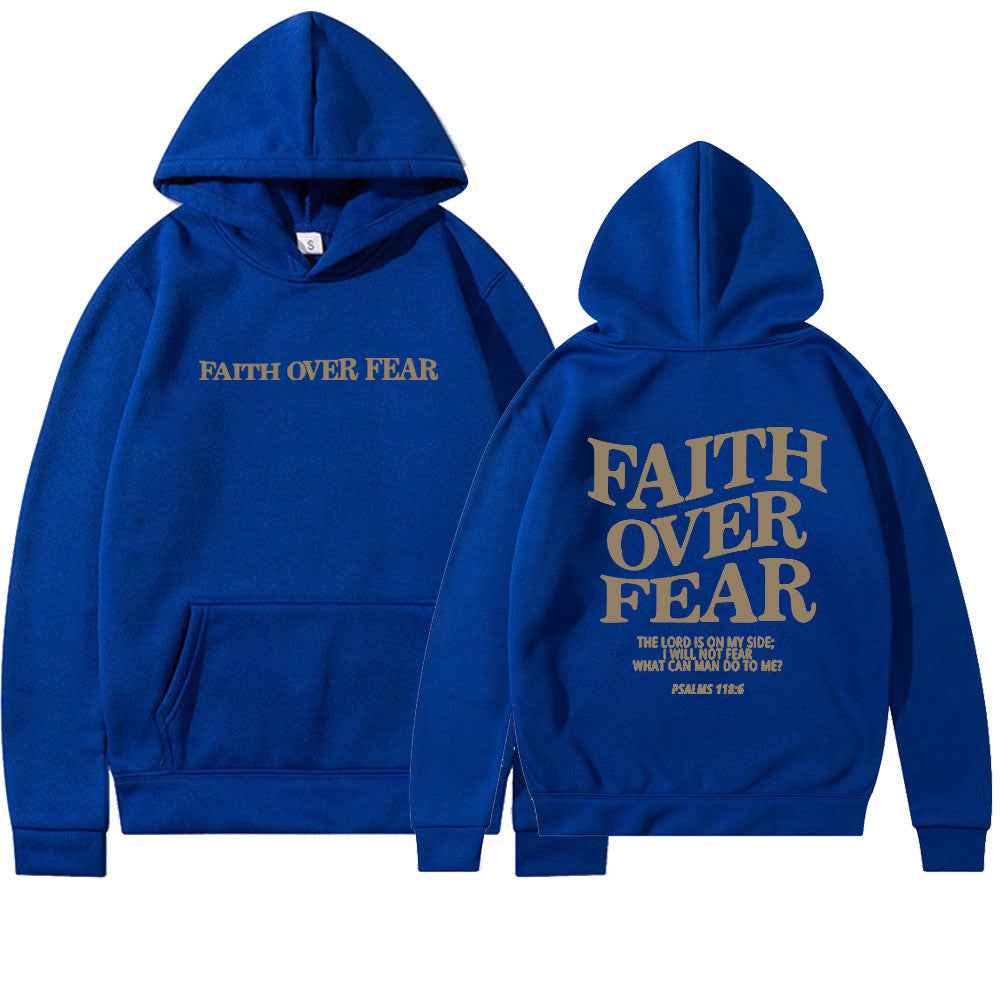 Faith Over Fear Hoodie Unisex Christian Sweatshirt with Bible Verse Trendy Aesthetic Design