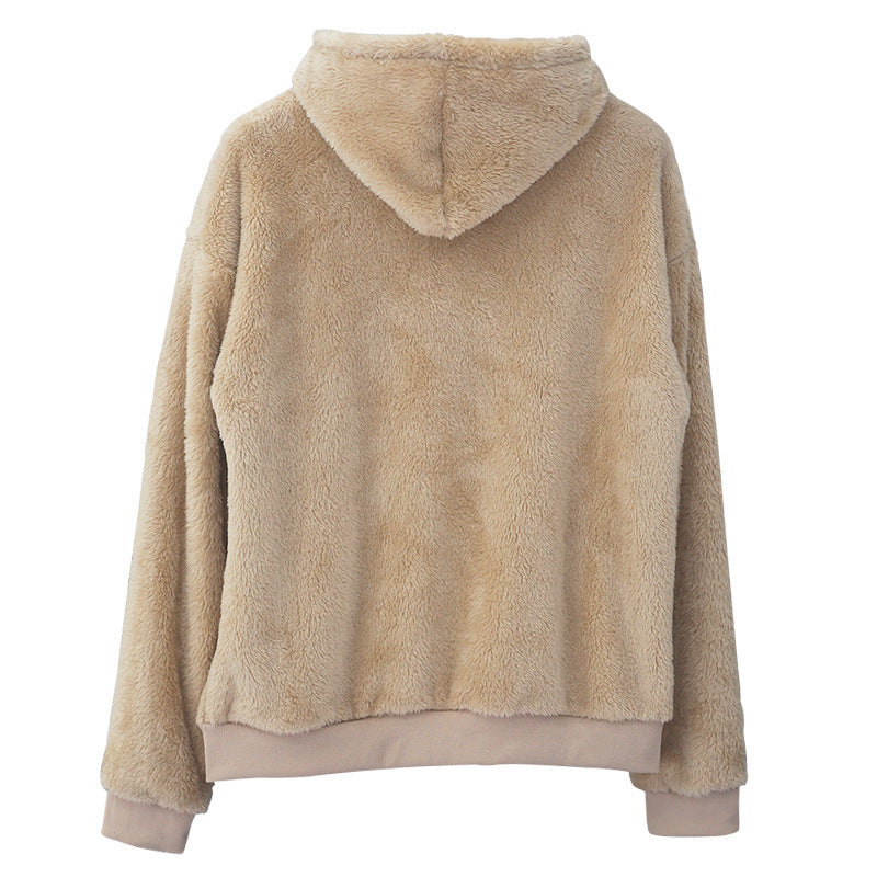 Double-sided Velvet Men's Plush Hooded Sweater with Pockets