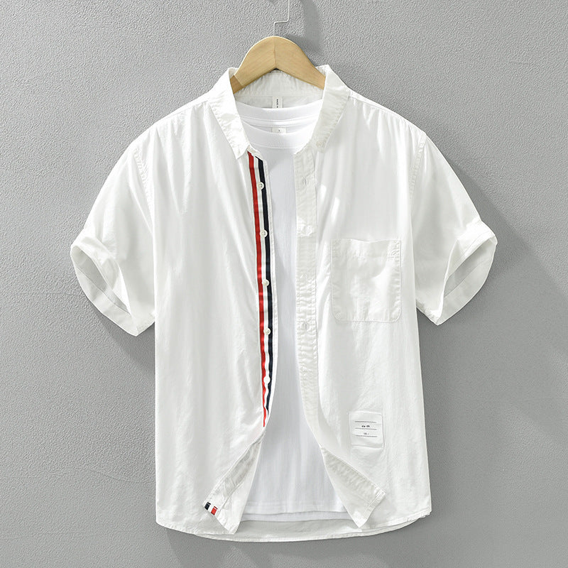 Japanese Short Sleeve Shirt - Simple Color Matching Design