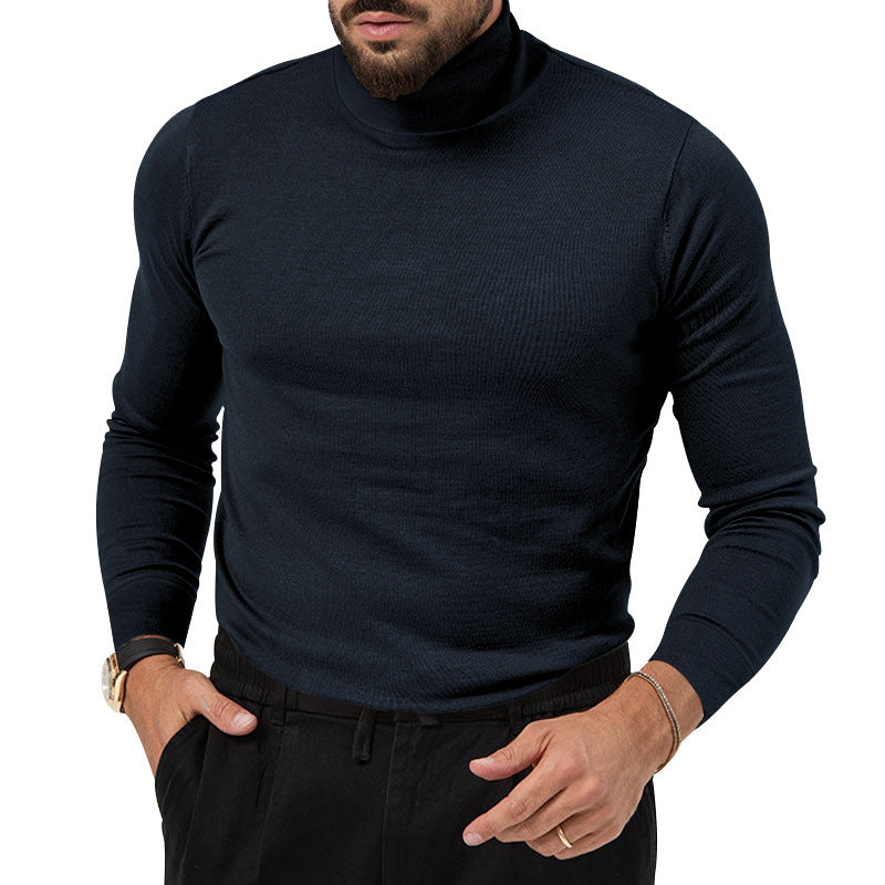 Autumn and Winter High-Elastic Cashmere Turtleneck Sweater for Young Men