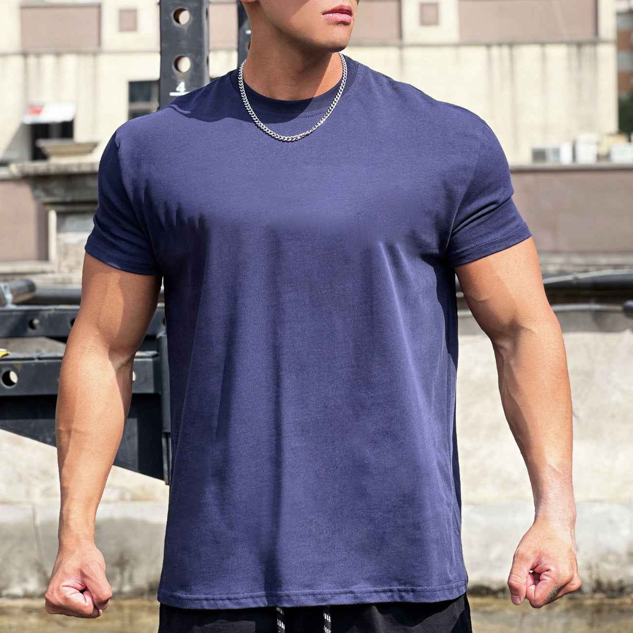 Muscle Sports Men's Fitness Cotton T-Shirt - Loose Cotton Fitness Short Sleeve for Men