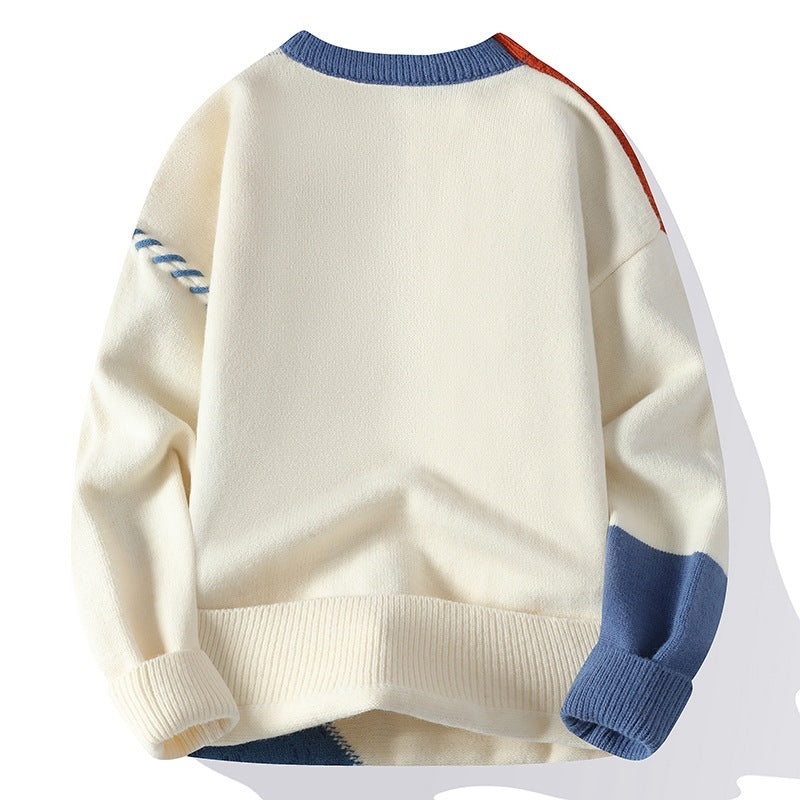 Colorblock Pullover Sweater Winter Fashion Long Sleeve Top Men's Clothing - TWENTY ONE SEVEN