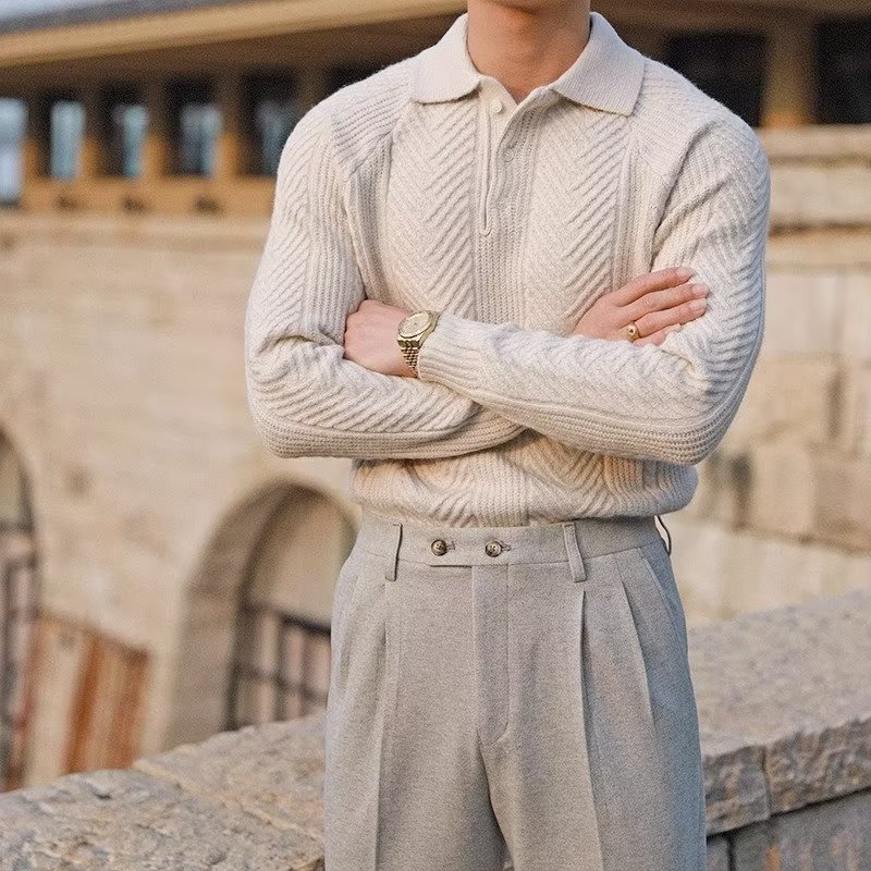 Men's Lapel Knitted Sweater Winter Pullover Long-sleeved Top Clothes - TWENTY ONE SEVEN