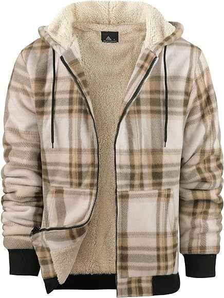 Men's Plaid Hooded Jacket Winter Thickened Cotton-Padded Coat Warm Clothing