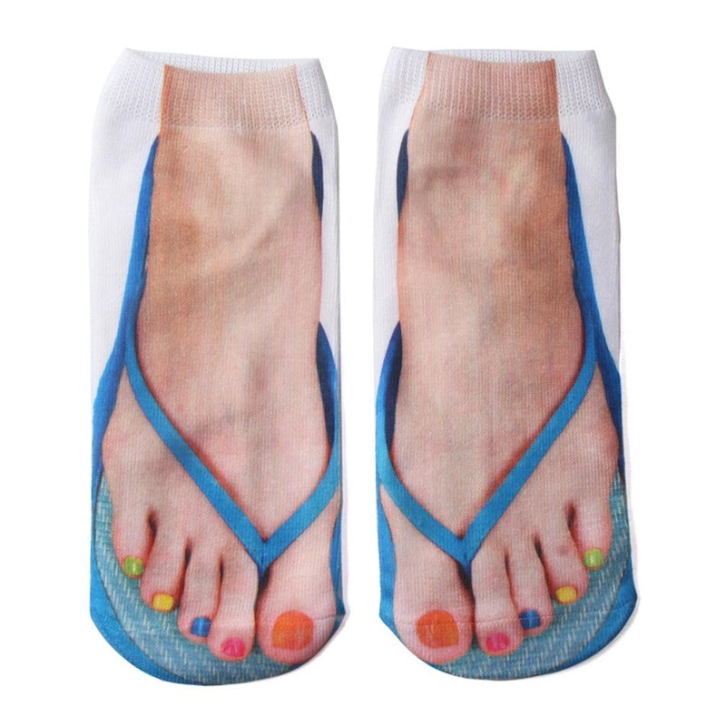 3D Printing Cartoon Socks - Creative Flip Flop Design for Men and Women
