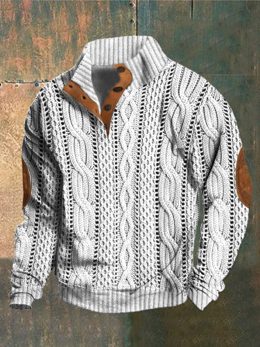 3D Printed Men's Sweater with Hot Digital Printing and Stand Collar