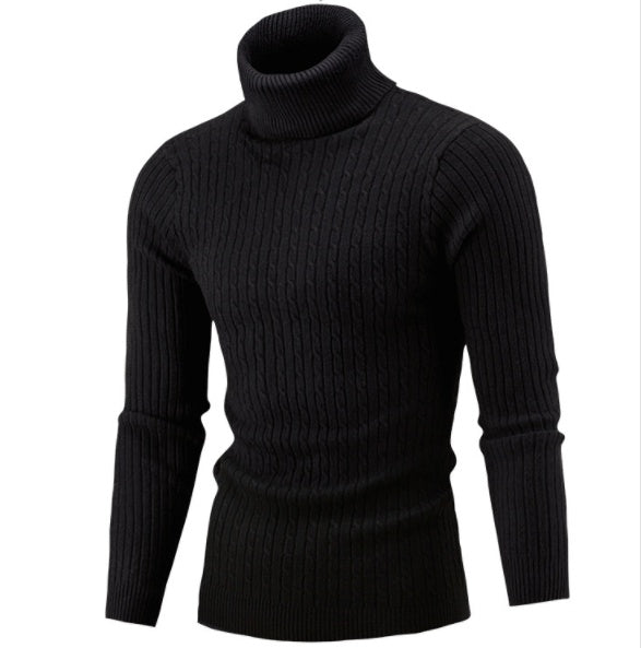 Men's High Lapel Sweater - Winter Tide Solid Color Sweater