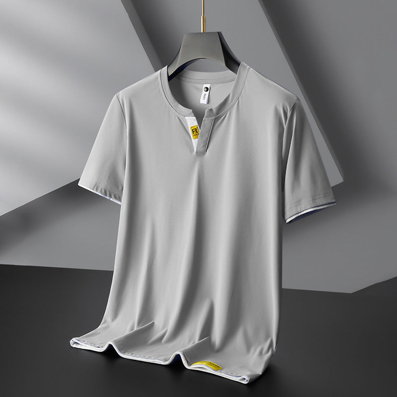 Trendy Fashion Men's V-neck T-shirt Short Sleeve