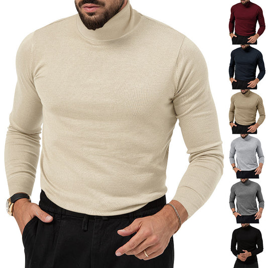 Autumn and Winter High-Elastic Cashmere Turtleneck Sweater for Young Men