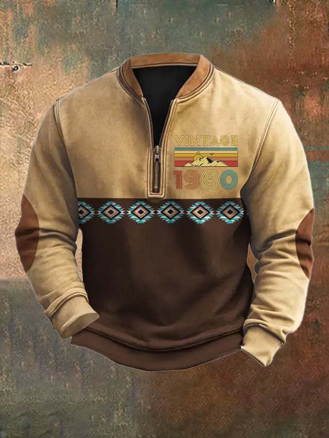 3D Printed Men's Sweater with Stand Collar for Street Style
