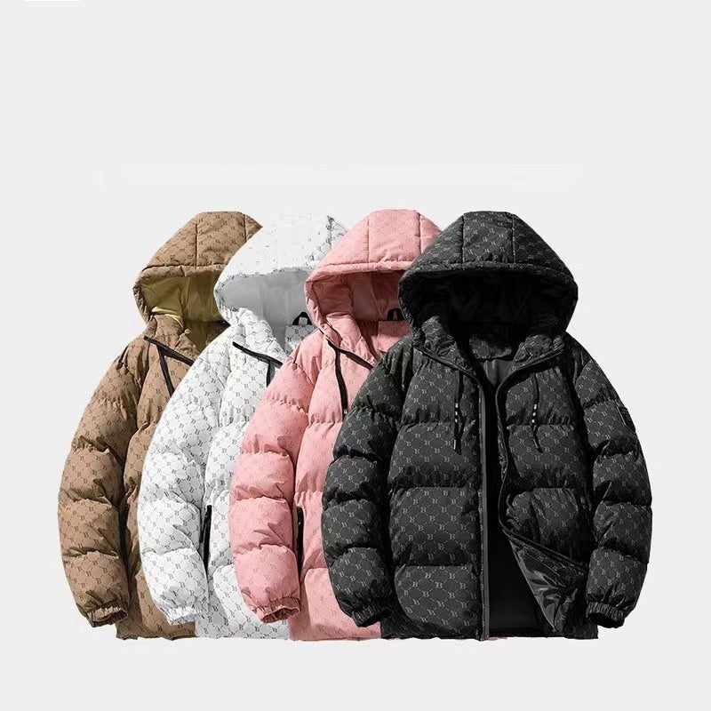 Autumn Winter Casual Men's Padded Hooded Coat Cotton Printing Popular