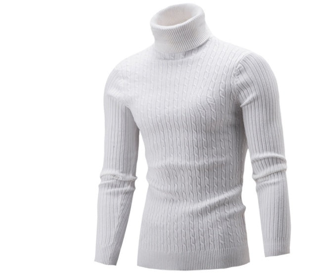 Men's High Lapel Sweater - Winter Tide Solid Color Sweater