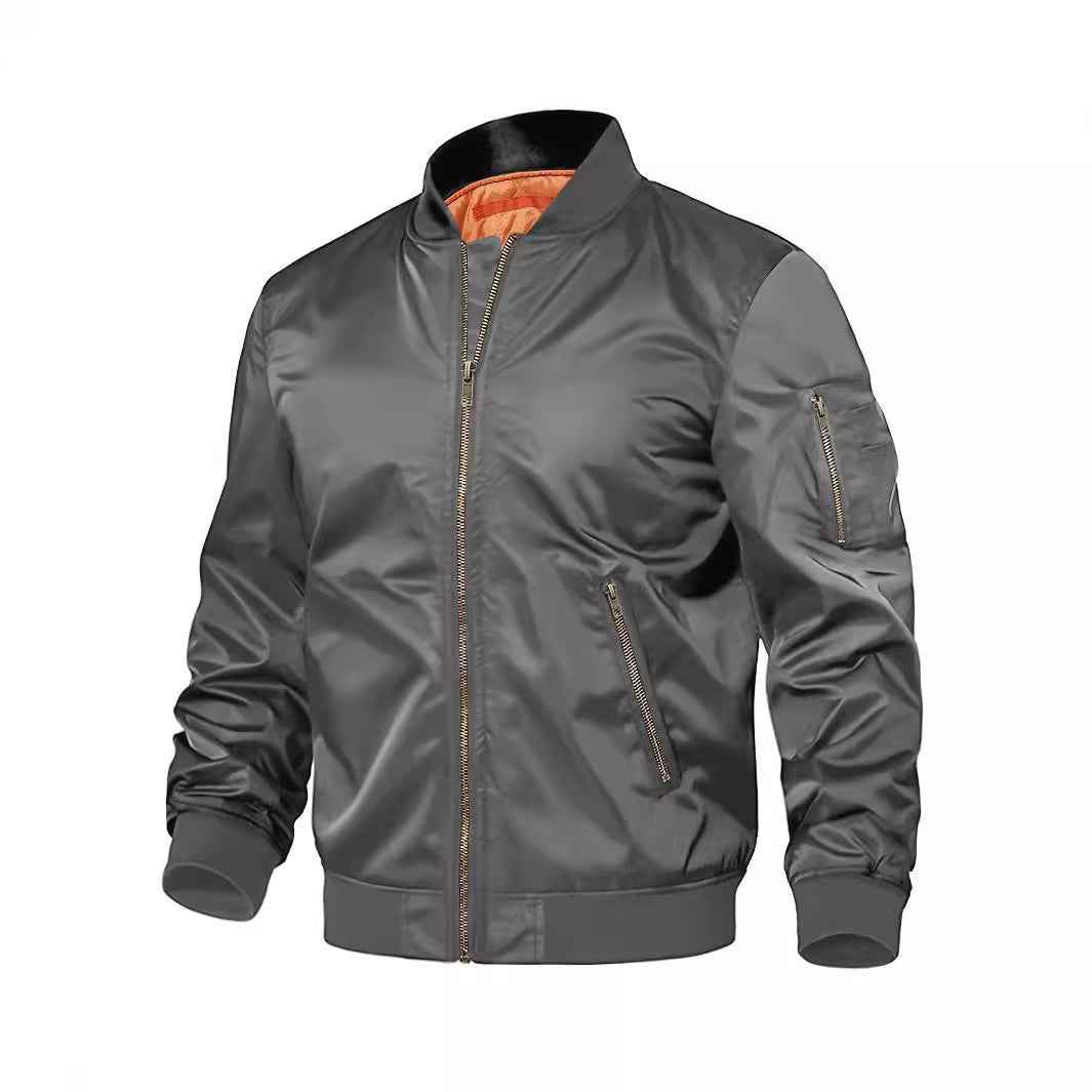 Men's Baseball Jacket Spring Autumn Pilot Coat Zipper Outwear for Men