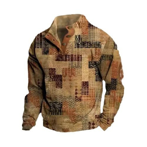 3D Printed Men's Sweater with Hot Digital Printing and Stand Collar