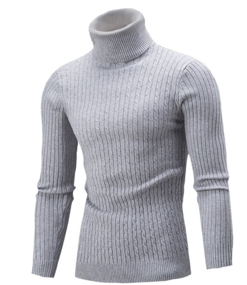 Men's High Lapel Sweater - Winter Tide Solid Color Sweater